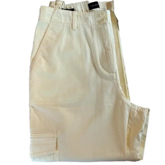 NWT Talbots SuperSoft Cargo Pants Linen Blend High Waist Crop Yellow Women’s 6 - Picture 5 of 12